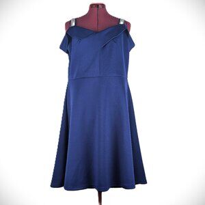 •	Ricki’s Royal Blue midi dress, silver sequined straps, new, size women's 14.